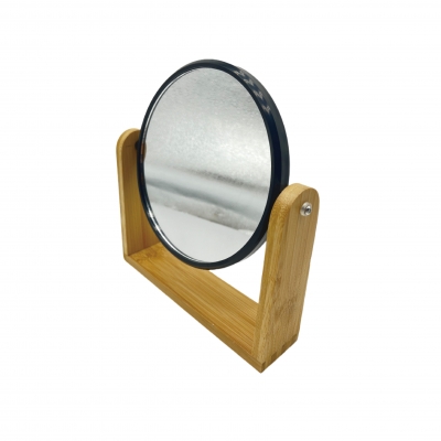 Bamboo double side magnification table mirror