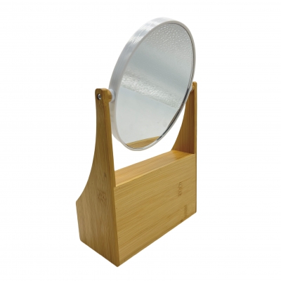 Cosmetic table mirror with organizer