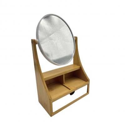 Cosmetic table mirror with organizer