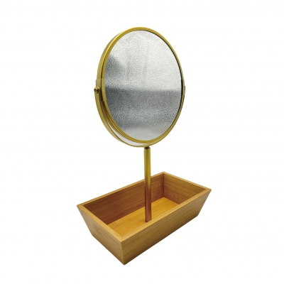 Bamboo table double side cosmetic mirror