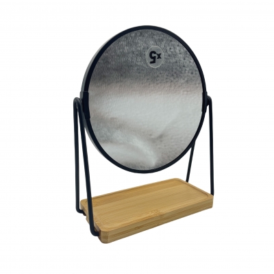 Steel and bamboo magnification table mirror