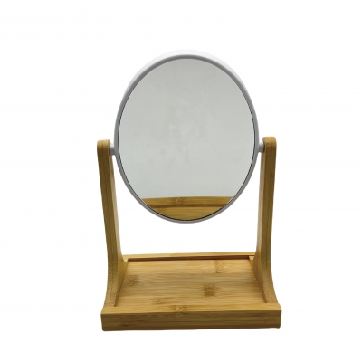 Bamboo double side magnification table mirror