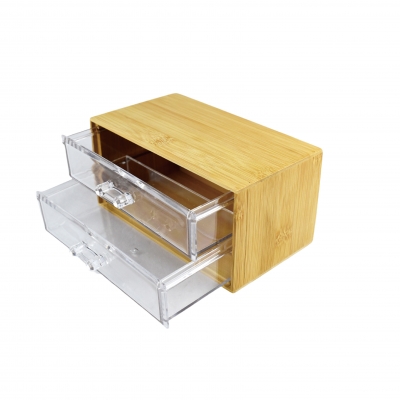 Two layer bamboo basket cosmetic storage box