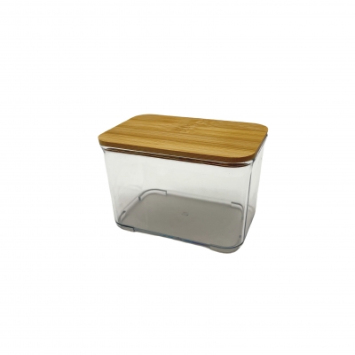 PET cosmetic storage box with bamboo cover