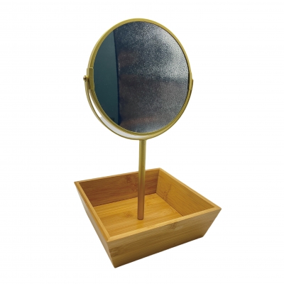 Bamboo table double side cosmetic mirror