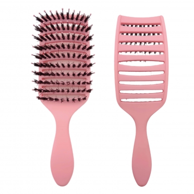 Hollow curved bone hair brush