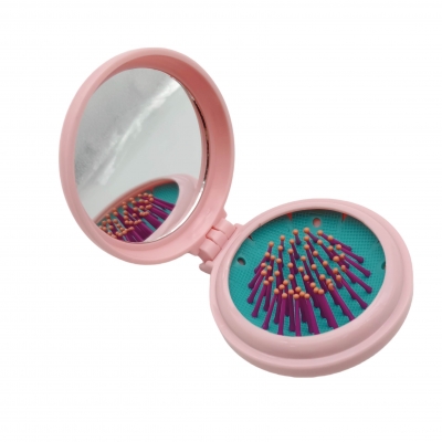 Cartoon folding mirror hairbrush