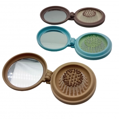 Cartoon folding mirror hairbrush